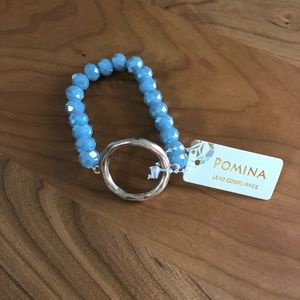 Stretchy circle hammered rose gold beaded bracelet